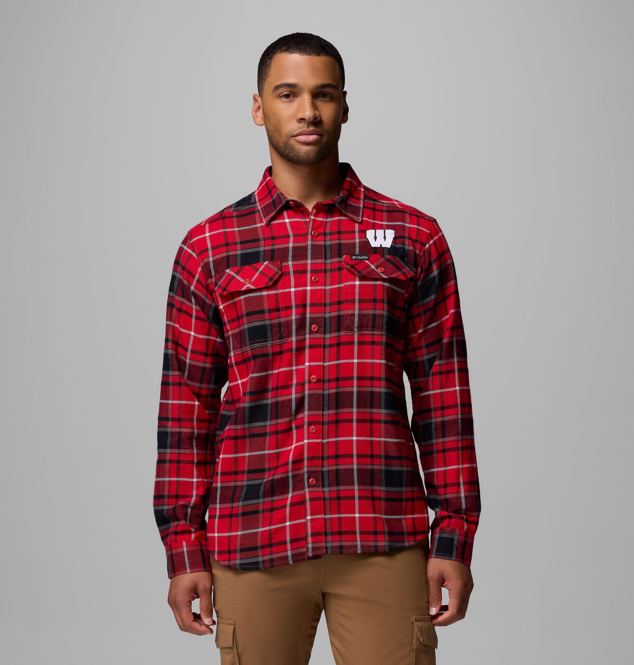 miesten collegiate flare gun flannel -pitkähihainen paita - wisconsin