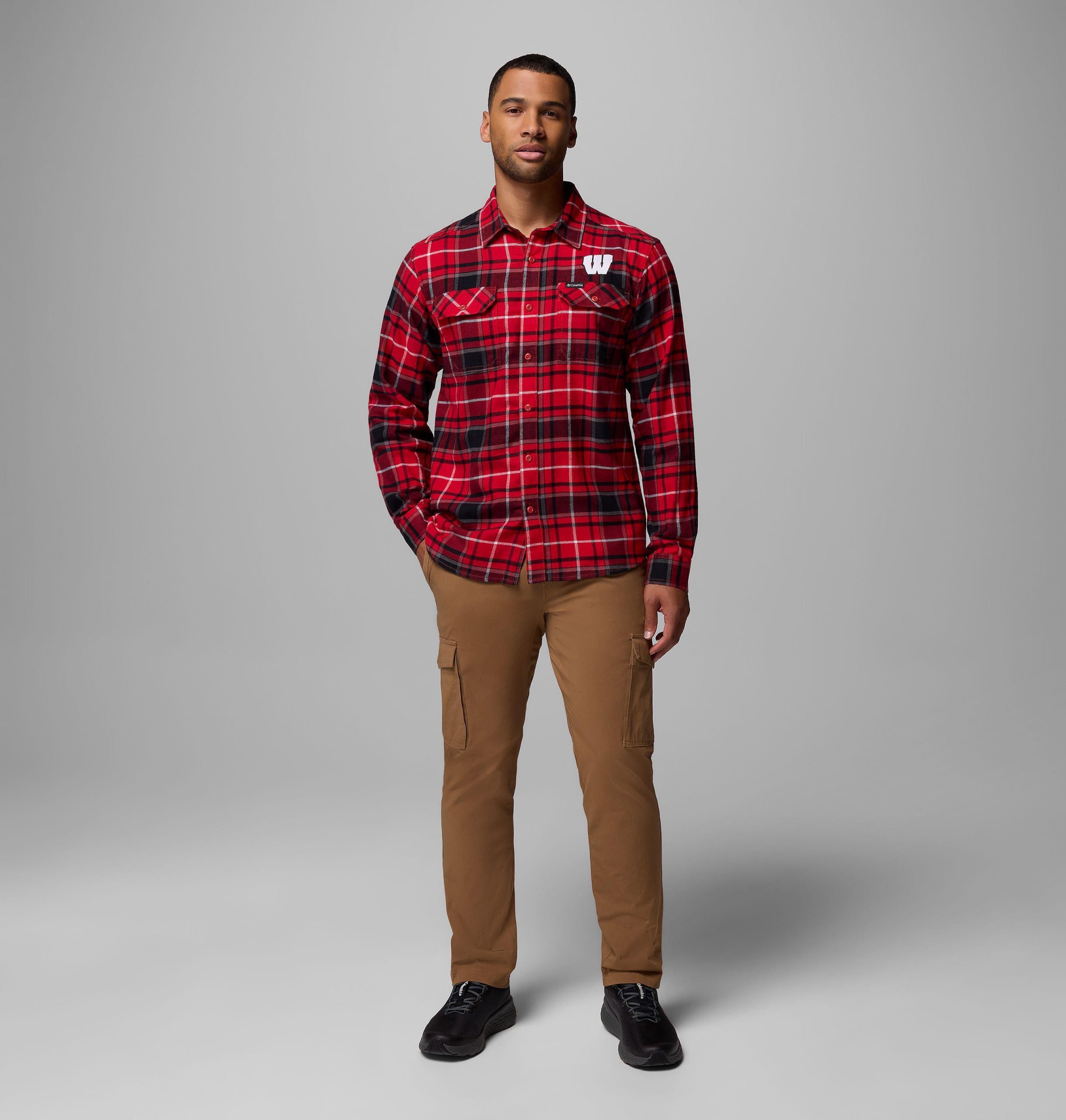 miesten collegiate flare gun flannel -pitkähihainen paita - wisconsin