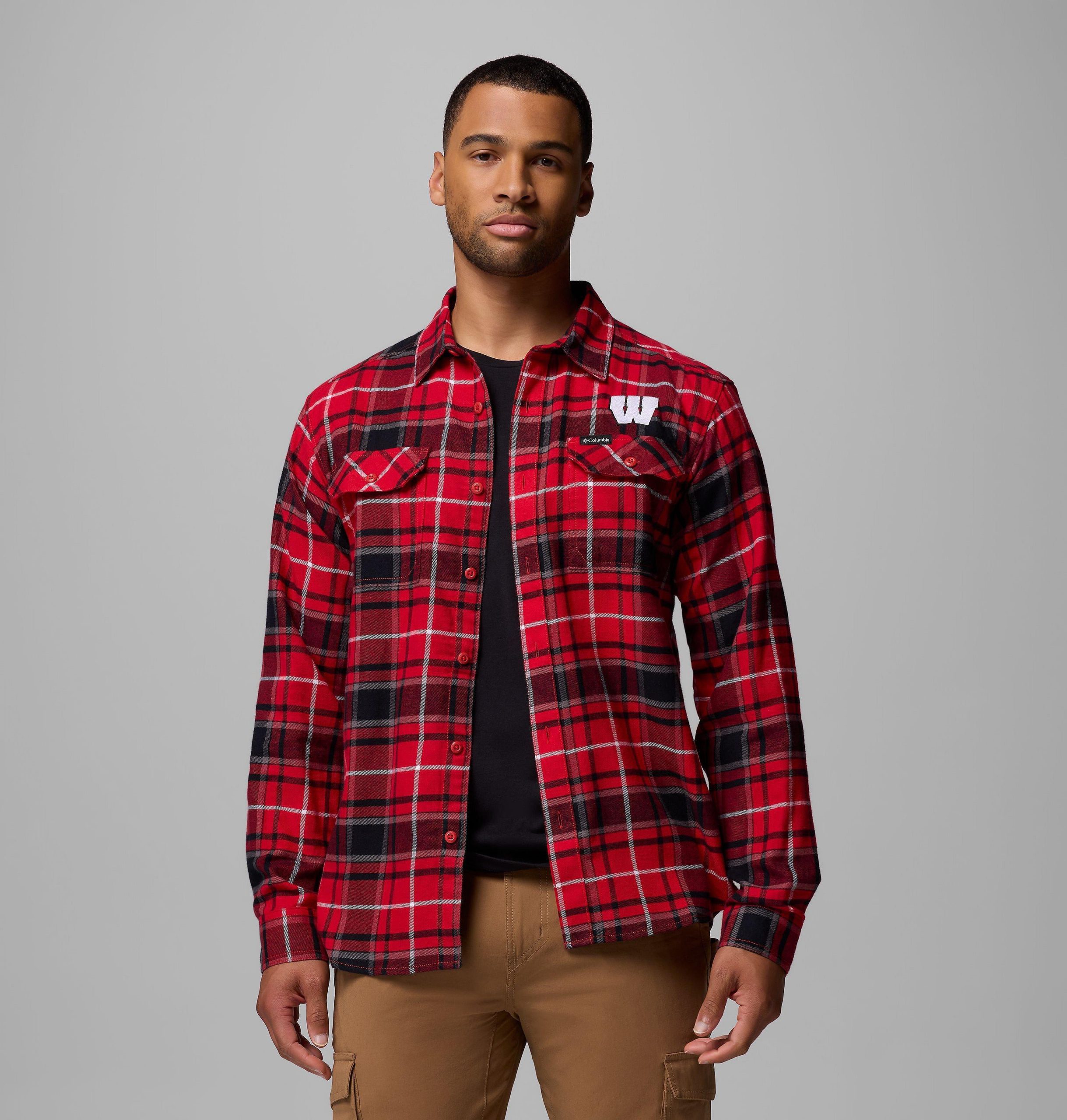 miesten collegiate flare gun flannel -pitkähihainen paita - wisconsin