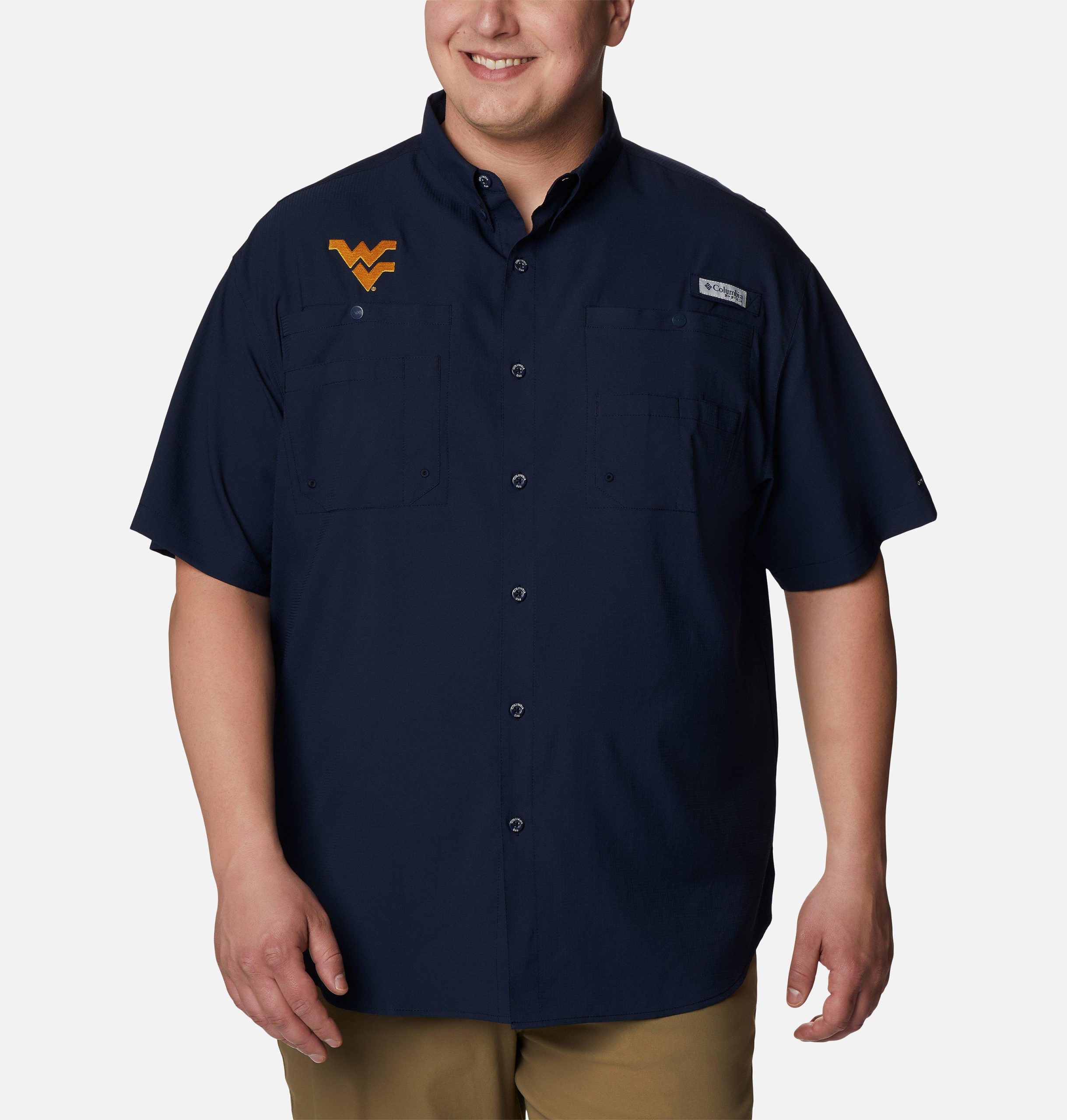 miesten collegiate pfg tamiami -lyhythihainen paita - iso - länsi-virginia